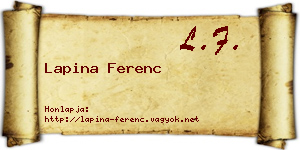 Lapina Ferenc névjegykártya